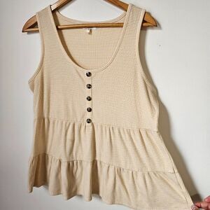 EUC MAURICES TEXTURED STRIPED SCOOP NECK TIERED TANK TOP SIZE L